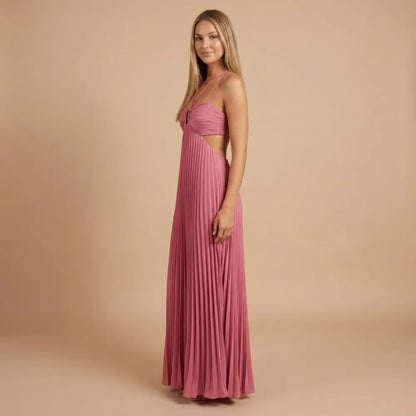 Women Halter Ruched Cutout Pleated Maxi Dress - product image 6