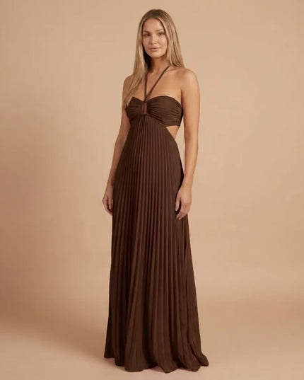 Women Halter Ruched Cutout Pleated Maxi Dress - product image 7