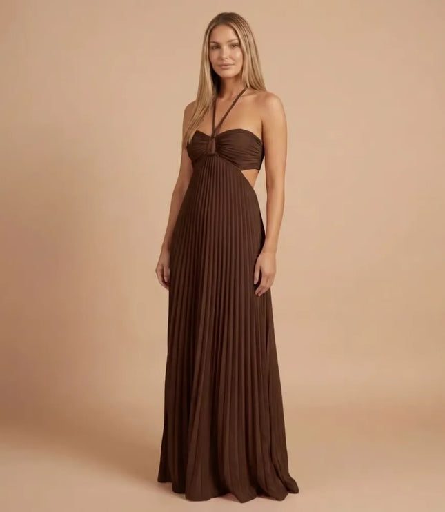 Women Halter Ruched Cutout Pleated Maxi Dress - product image 7