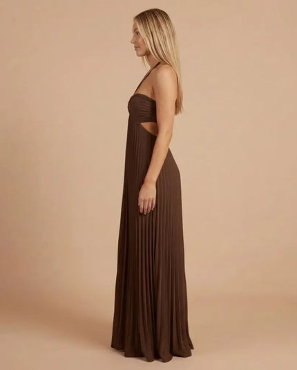 Women Halter Ruched Cutout Pleated Maxi Dress - product image 8