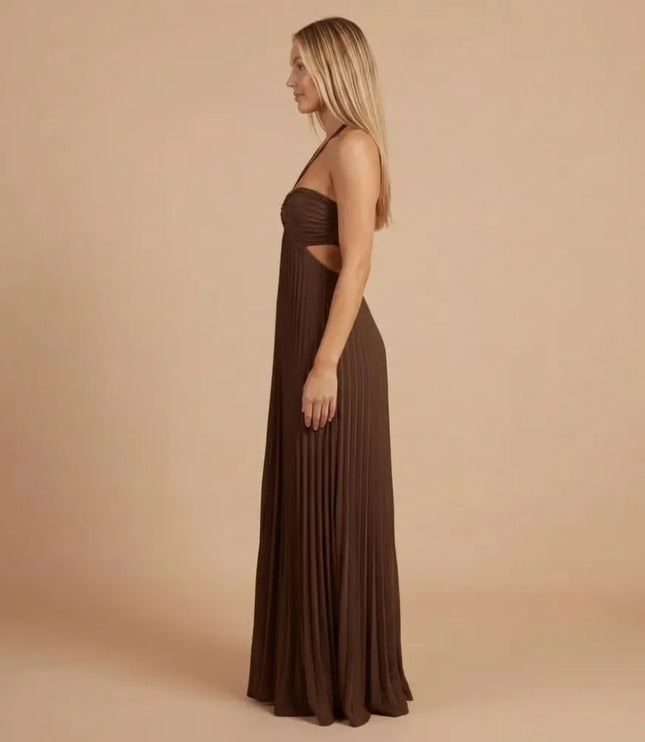 Women Halter Ruched Cutout Pleated Maxi Dress - product image 8