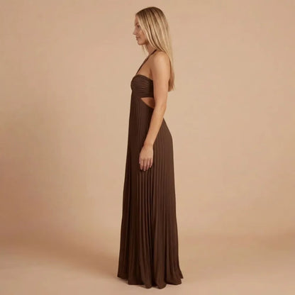 Women Halter Ruched Cutout Pleated Maxi Dress - product image 8