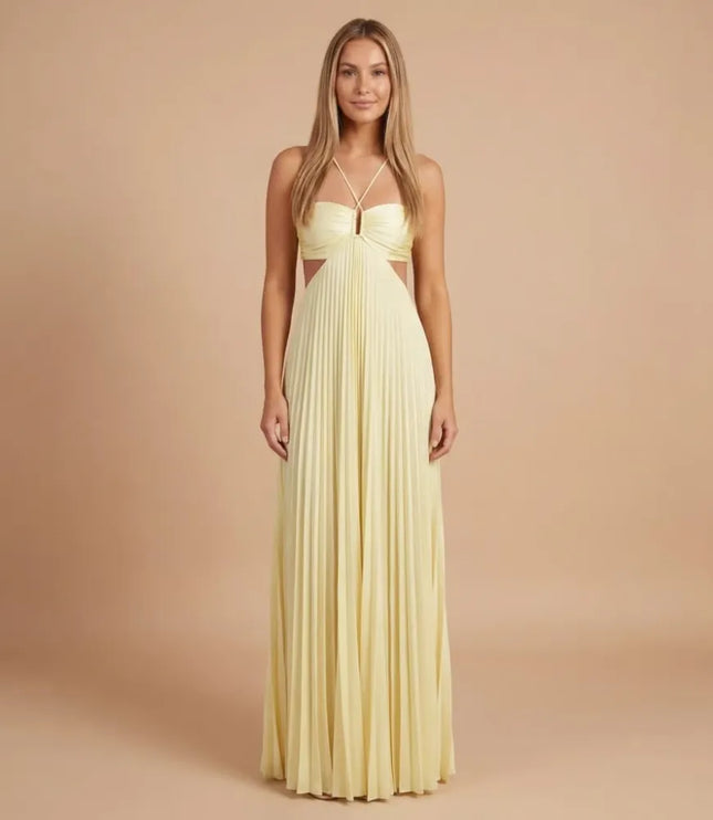 Women Halter Ruched Cutout Pleated Maxi Dress - product image 1