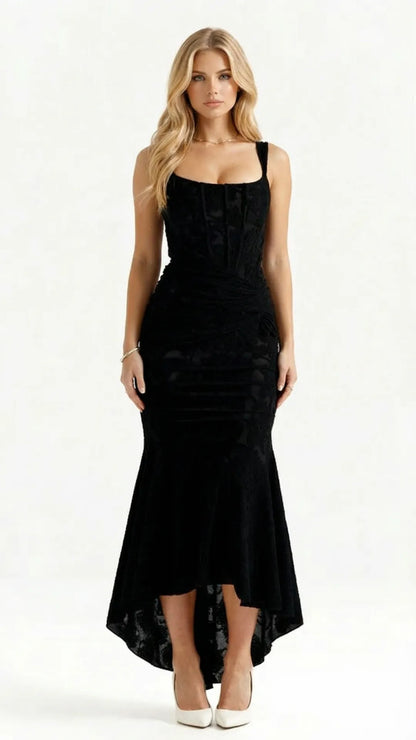 Women High-Low with Corset Bodice Midi Dress - product image 3