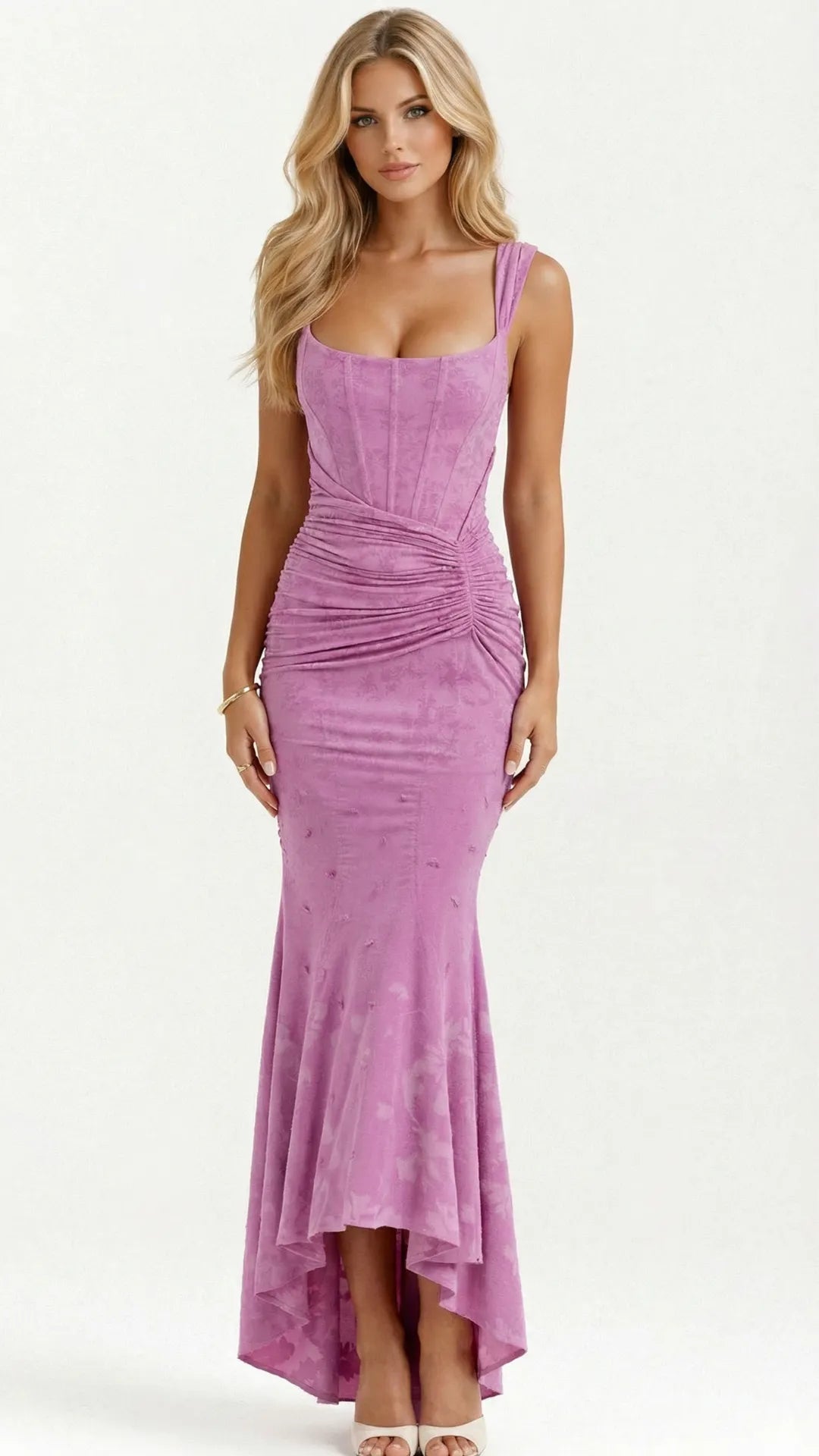 Women High-Low with Corset Bodice Midi Dress - product image 4