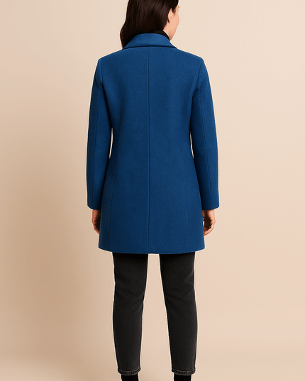 Women's High Neck Button Front Tailored Winter Coat