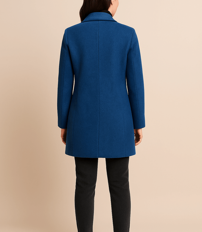 Women's High Neck Button Front Tailored Winter Coat