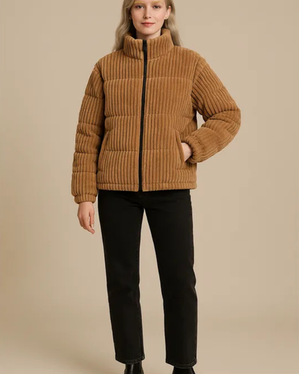 Women's High Neck Quilted Winter Puffer Jacket