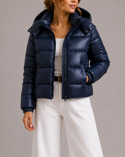 Women's High-Shine Hooded Puffer Jacket