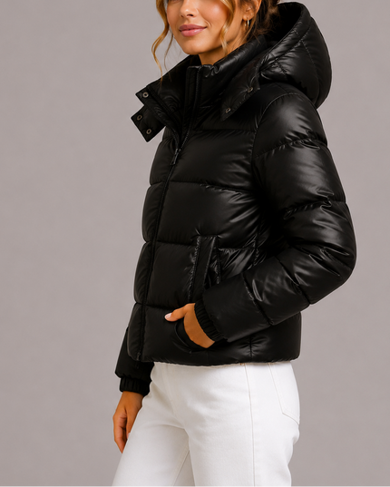Women's High-Shine Hooded Puffer Jacket
