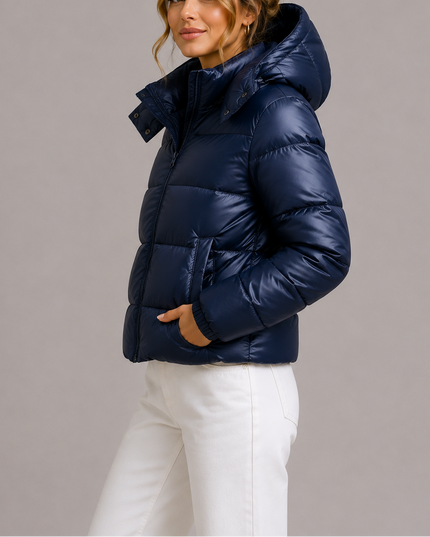 Women's High-Shine Hooded Puffer Jacket