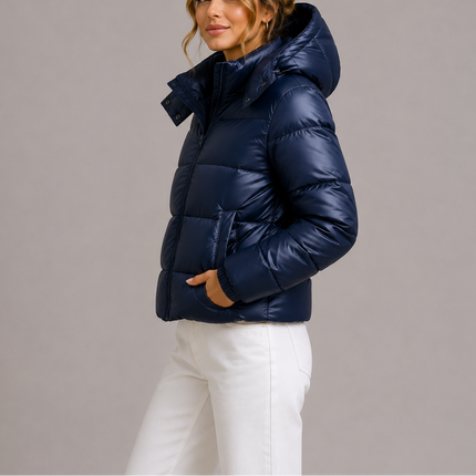 Women's High-Shine Hooded Puffer Jacket