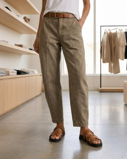 Women's High-Waist Tapered Utility Ankle Pants
