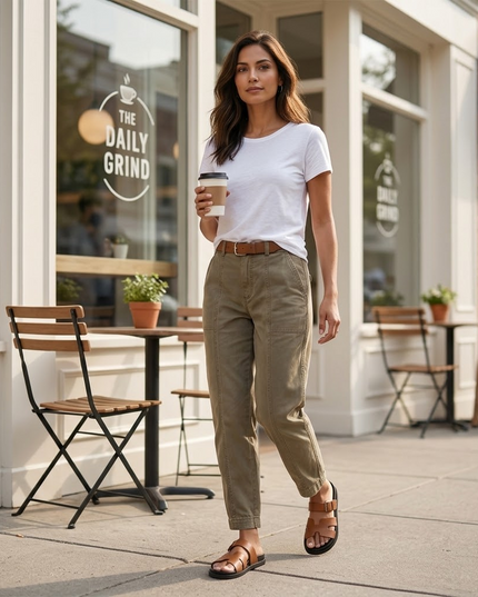 Women's High-Waist Tapered Utility Ankle Pants