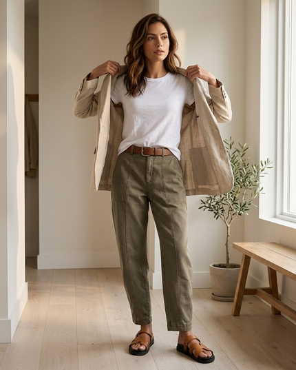 Women's High-Waist Tapered Utility Ankle Pants
