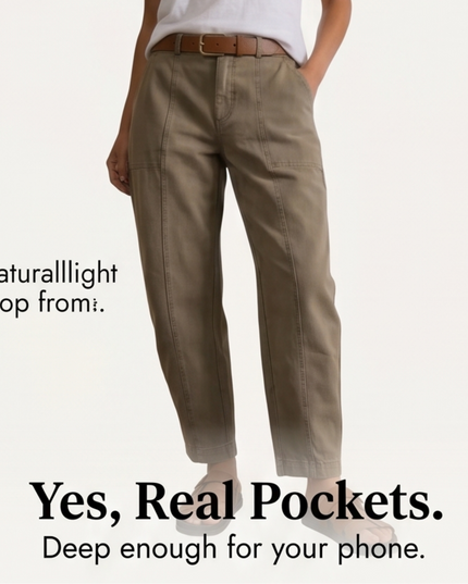 Women's High-Waist Tapered Utility Ankle Pants