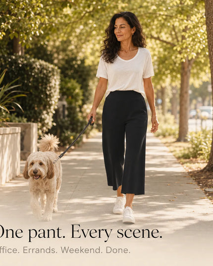 Women's High Waist Wide Leg Cropped Pocket Pants