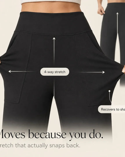 Women's High Waist Wide Leg Cropped Pocket Pants