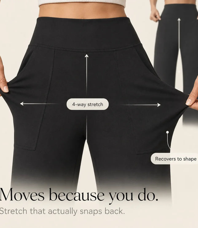 Women's High Waist Wide Leg Cropped Pocket Pants