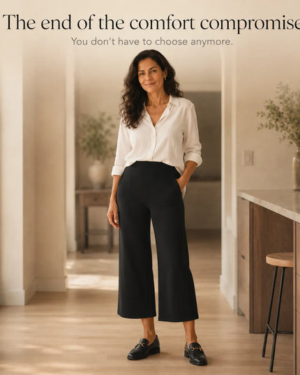Women's High Waist Wide Leg Cropped Pocket Pants