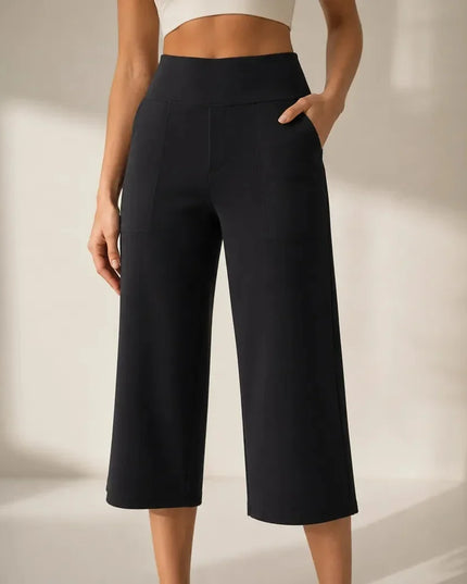 Women's High Waist Wide Leg Cropped Pocket Pants