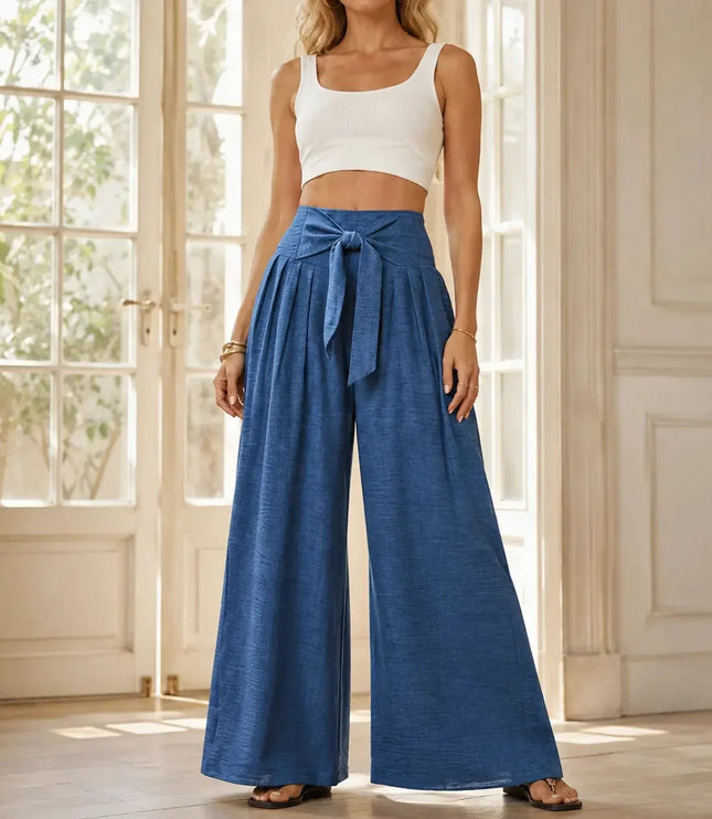 Women's High Waisted Pleated Wide Leg Dress Pants