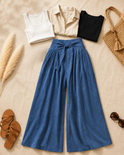 Women's High Waisted Pleated Wide Leg Dress Pants