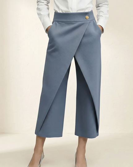 Women's High Waisted Wide Leg Wrap Front Dress Pants