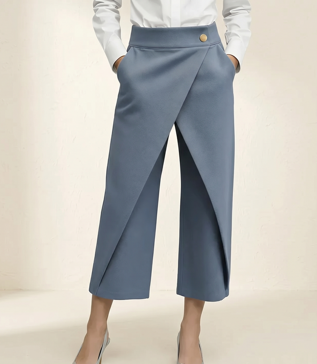 Women's High Waisted Wide Leg Wrap Front Dress Pants