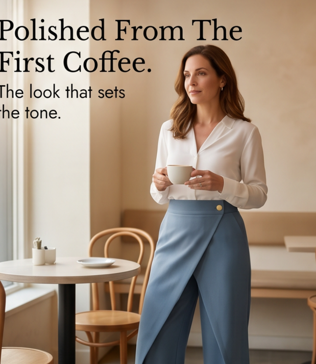 Women's High Waisted Wide Leg Wrap Front Dress Pants