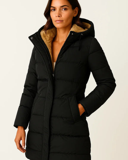 Women's Hooded Longline Quilted Winter Puffer Jacket