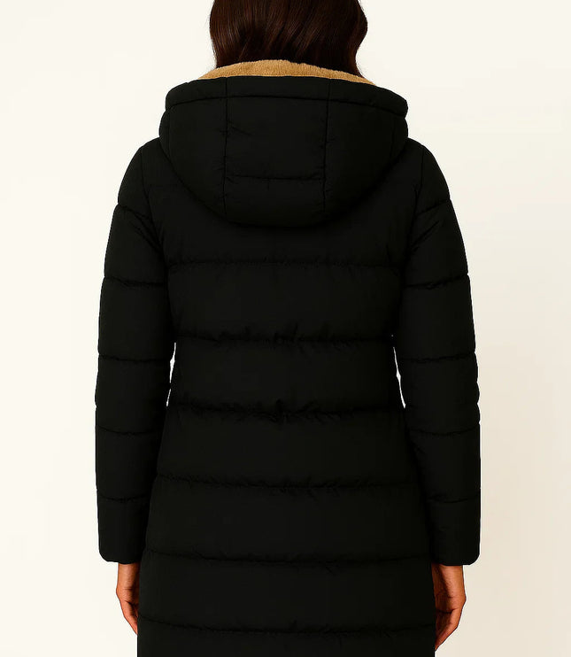 Women's Hooded Longline Quilted Winter Puffer Jacket
