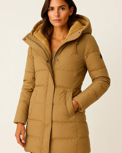 Women's Hooded Longline Quilted Winter Puffer Jacket