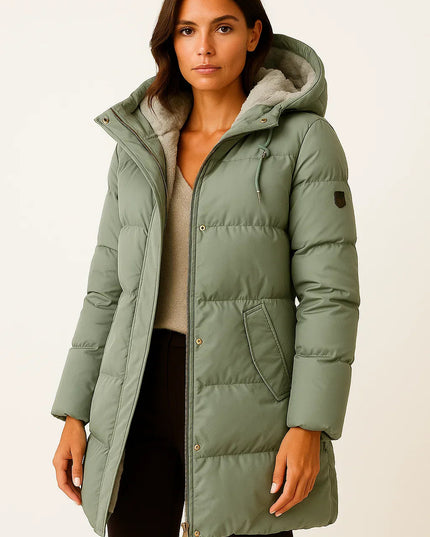 Women's Hooded Longline Quilted Winter Puffer Jacket