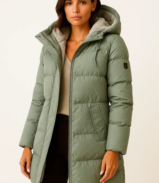 Women's Hooded Longline Quilted Winter Puffer Jacket