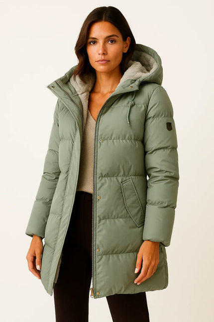 Women's Hooded Longline Quilted Winter Puffer Jacket