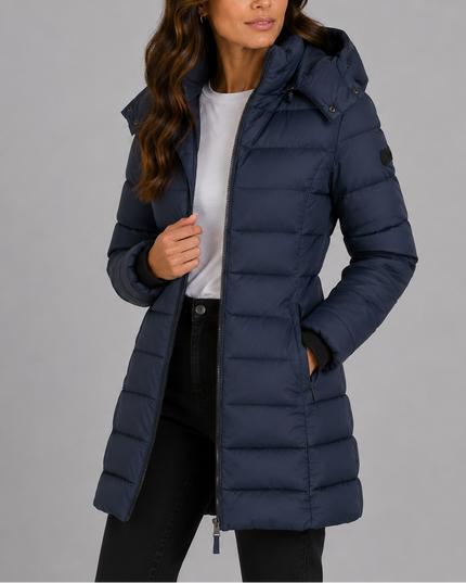Women's Hooded Puffer Coat with Elastic Cuffs