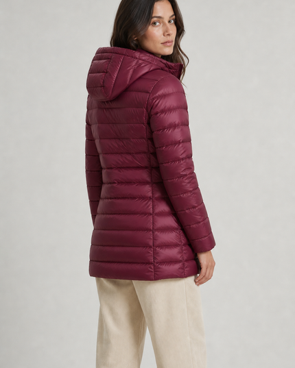 Women's Hooded Quilted Longline Winter Puffer Coat