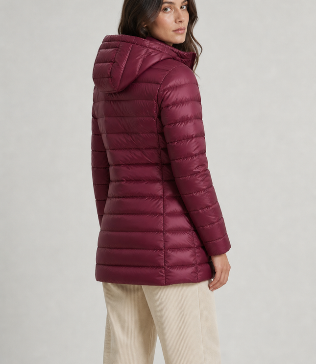 Women's Hooded Quilted Longline Winter Puffer Coat