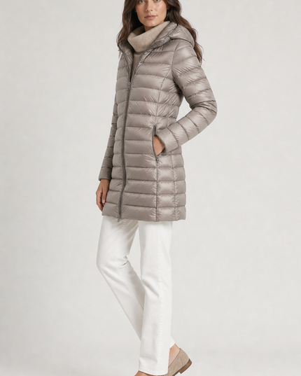 Women's Hooded Quilted Longline Winter Puffer Coat