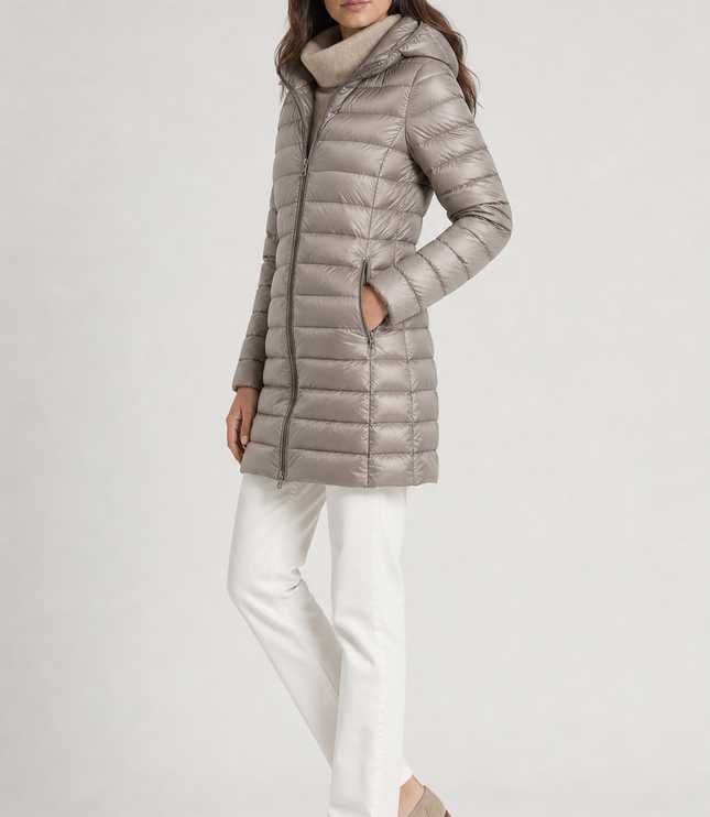 Women's Hooded Quilted Longline Winter Puffer Coat