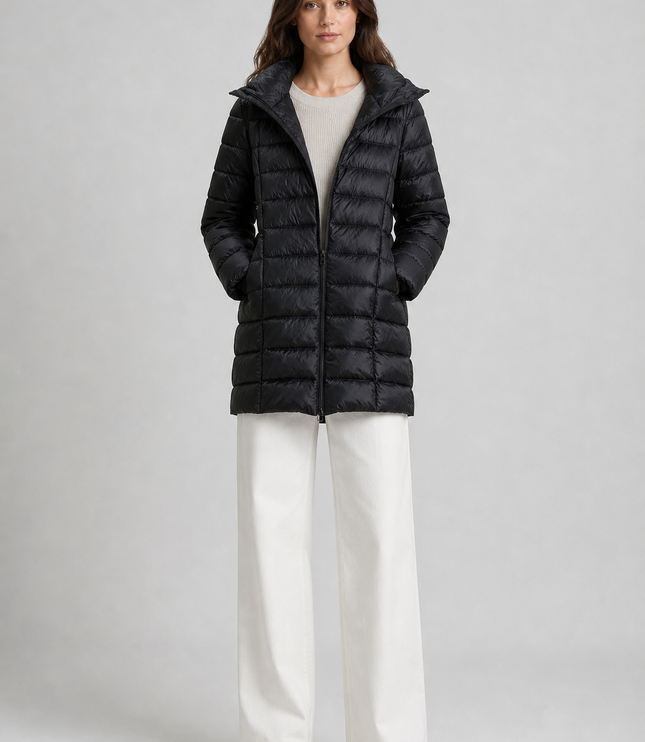 Women's Hooded Quilted Longline Winter Puffer Coat