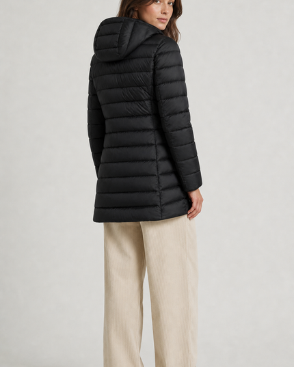 Women's Hooded Quilted Longline Winter Puffer Coat