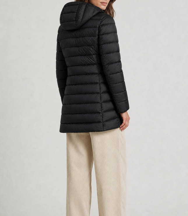 Women's Hooded Quilted Longline Winter Puffer Coat