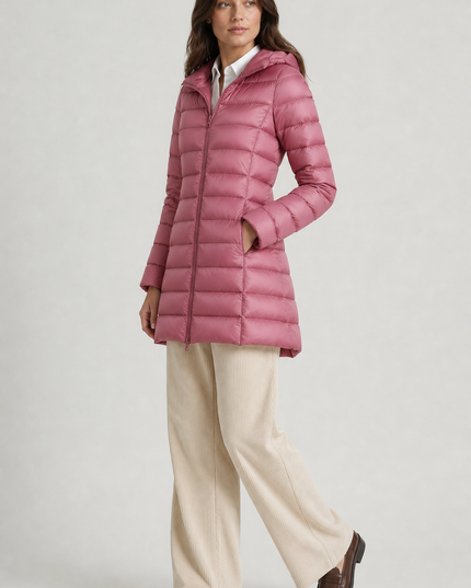 Women's Hooded Quilted Longline Winter Puffer Coat