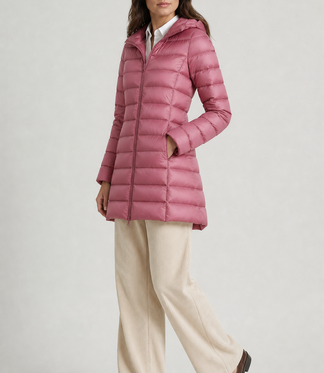 Women's Hooded Quilted Longline Winter Puffer Coat