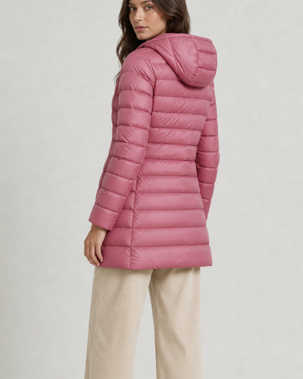 Women's Hooded Quilted Longline Winter Puffer Coat
