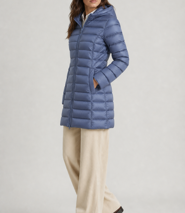 Women's Hooded Quilted Longline Winter Puffer Coat