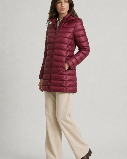 Women's Hooded Quilted Longline Winter Puffer Coat