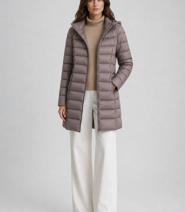 Women's Hooded Quilted Longline Winter Puffer Coat